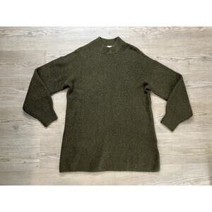 H&M Oversized Long Green Mock-neck Knit Sweater Women’s Size S NWT